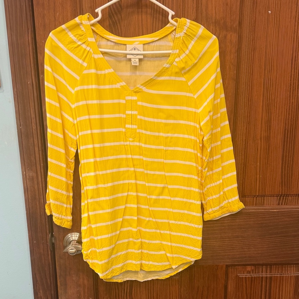 St. John's Bay Yellow and White Striped Blouse